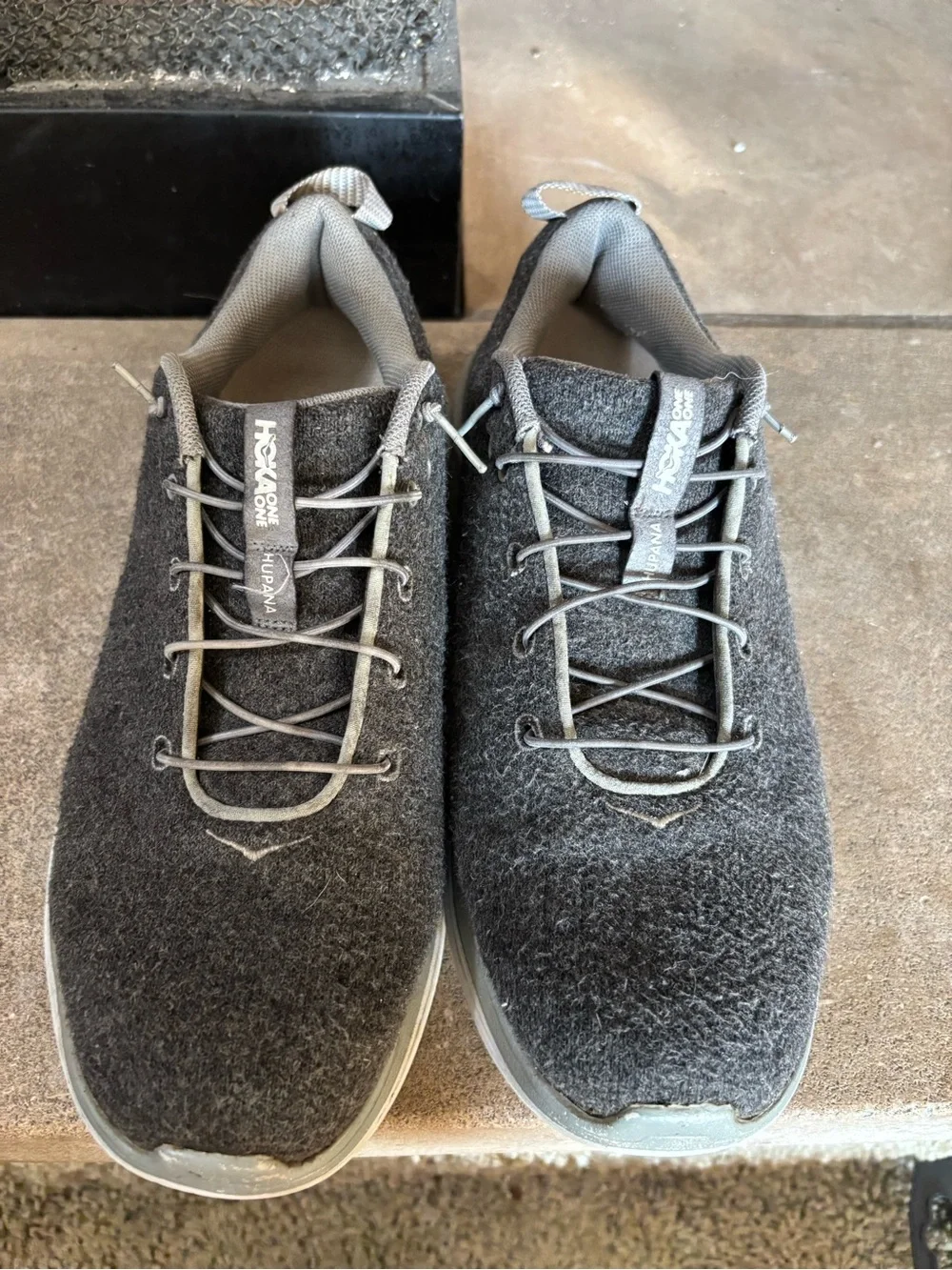 Hoka One Hupana Flow Wool Womens Shoes Size 9, Color: Dark Shadow/Wild Dove